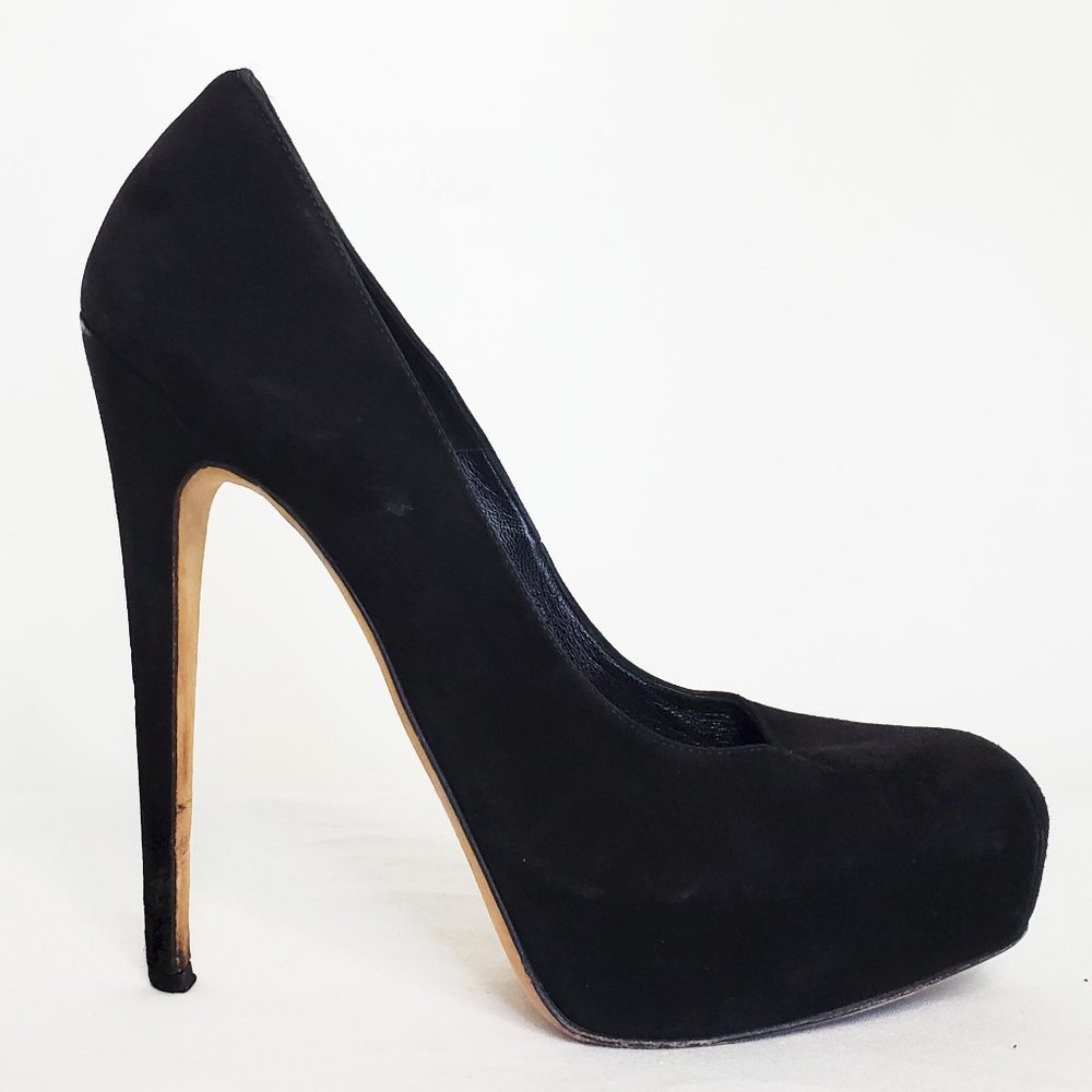 Brain Atwood Womens Black Suede High Heels Pumps Platforms 38/ US 7
